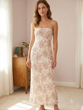 Floral Strapless Maxi Dress